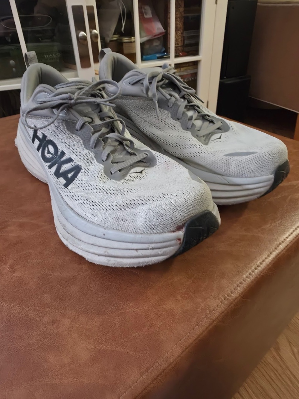 HOKA Bondi 8 Men’s Size 14 Wide 2E Gray Running Shoe
